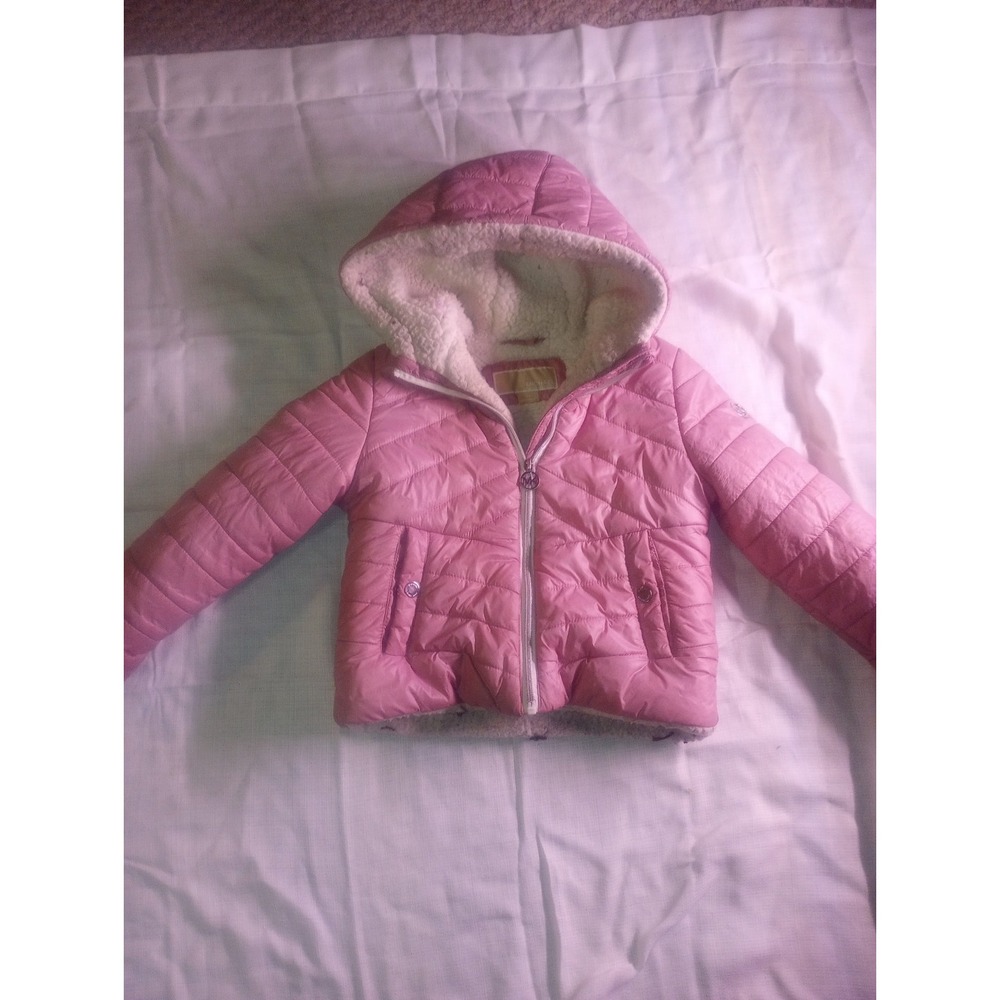 Michael Kors Sherpa Fleece Quilted Puffercoat Youth Girls 5/6 Pink
